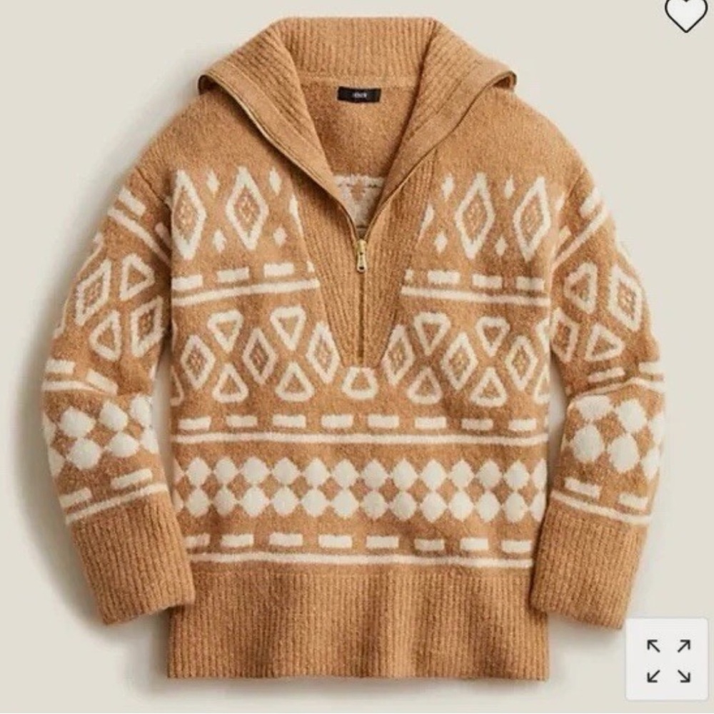 EUC J.Crew Women’s Relaxed half-zip sweater in geometric knit